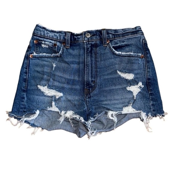 Abercrombie & Fitch High Waist Distressed Denim Shorts Size 27/4 - Picture 2 of 9